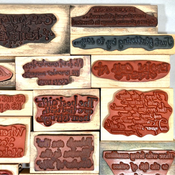 32 SENTIMENT WOODBLOCK RUBBER STAMPS - Picture 9 of 11